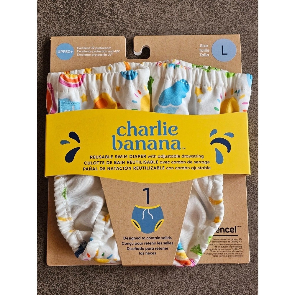 Charlie Banana Swim Diaper Large (22-34lbs) Reusable Hello Sunshine NEW